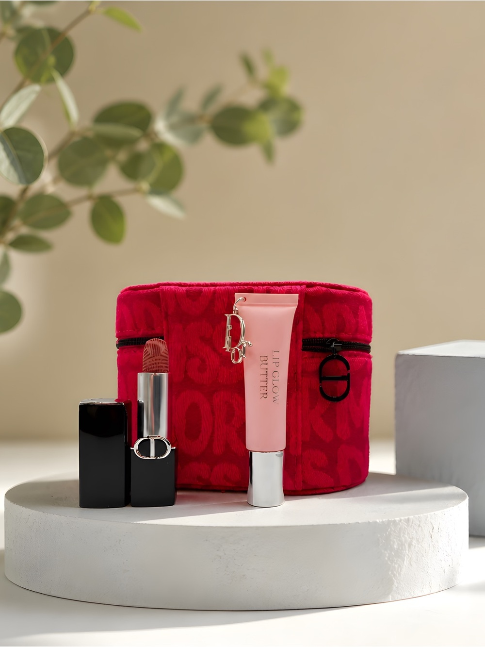 Miss Dior Makeup Case GWP/Dior Lip Glow Butter & Rouge Dior Velvet Lipstick